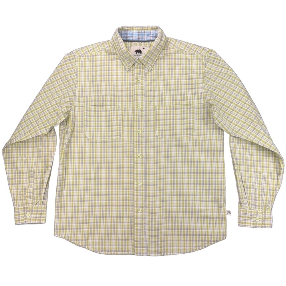 Dakota Grizzly Mens Large Yellow Plaid Long Sleeve Shirt Button Down Cotton Blnd